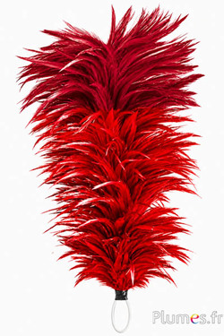 Pluim haan met ring - hoogte 40 cm - rood-karmijn